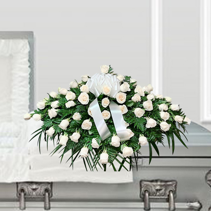 Simply White Rose Casket