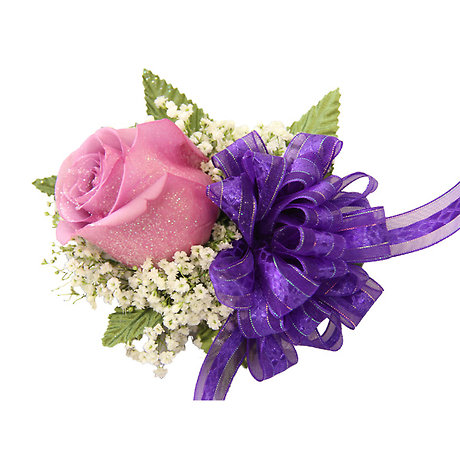 Single Purple Rose Wrist Corsage