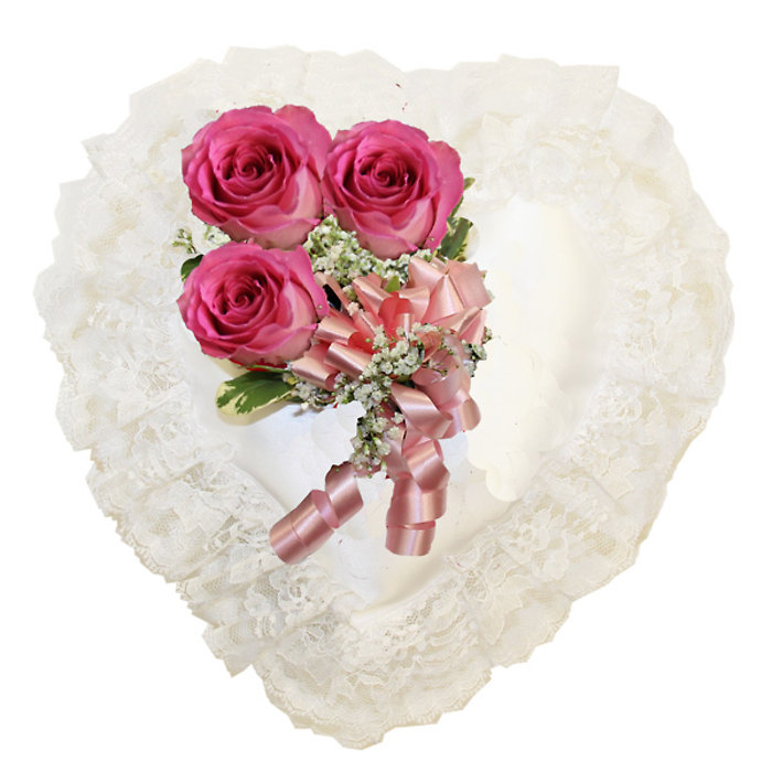 Satin Heart Pink Casket Pillow