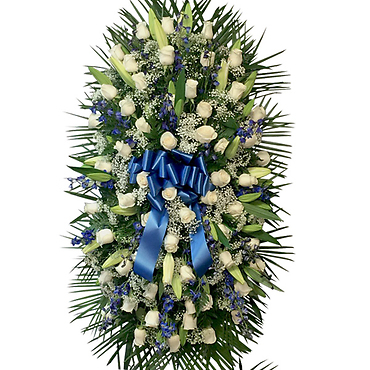 Blue and White Spray